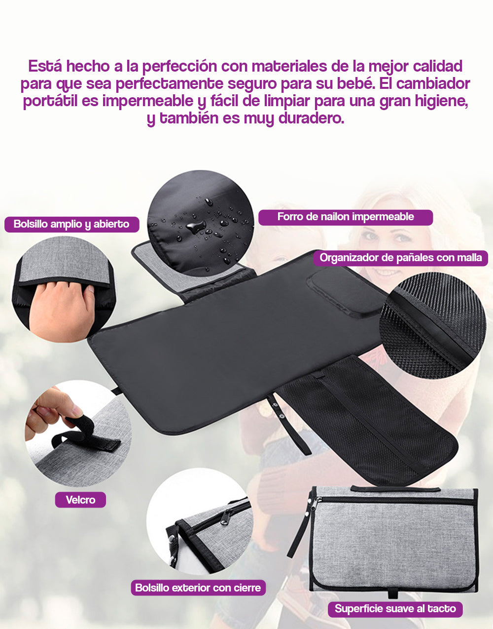 Cambiador portátil de pañales