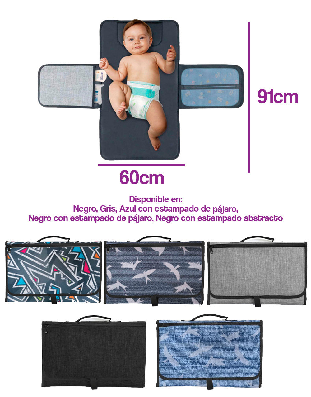 Cambiador portátil de pañales