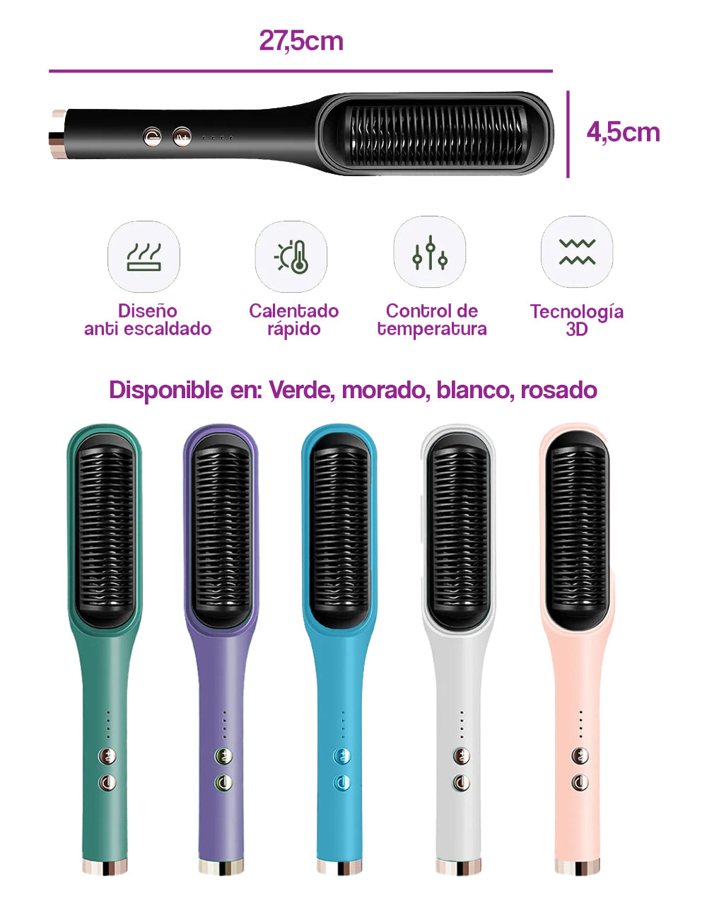 Cepillo eléctrico alisador para cabello