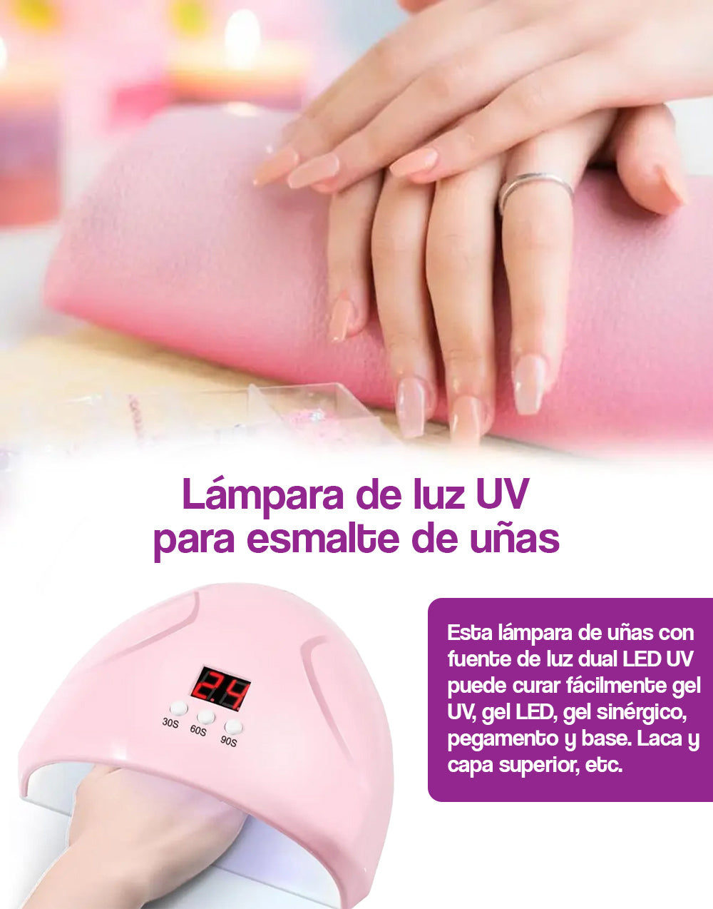 Lampara de luz UV para esmalte de uñas
