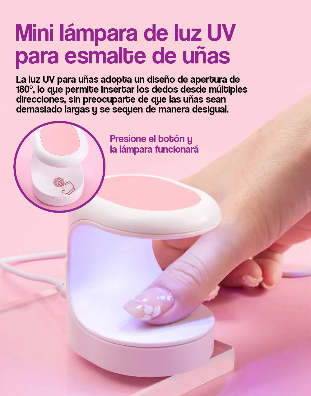 Mini lampara de luz UV para esmalte de uñas