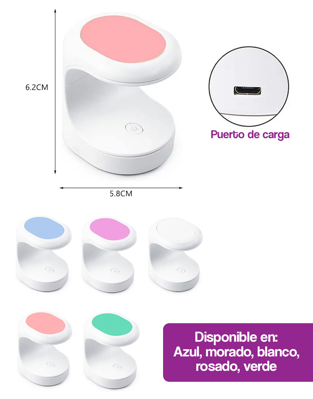 Mini lampara de luz UV para esmalte de uñas