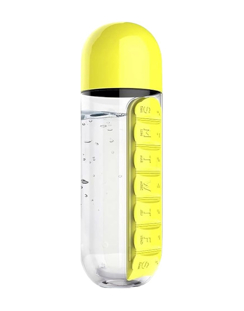 Botella de agua con pastillero