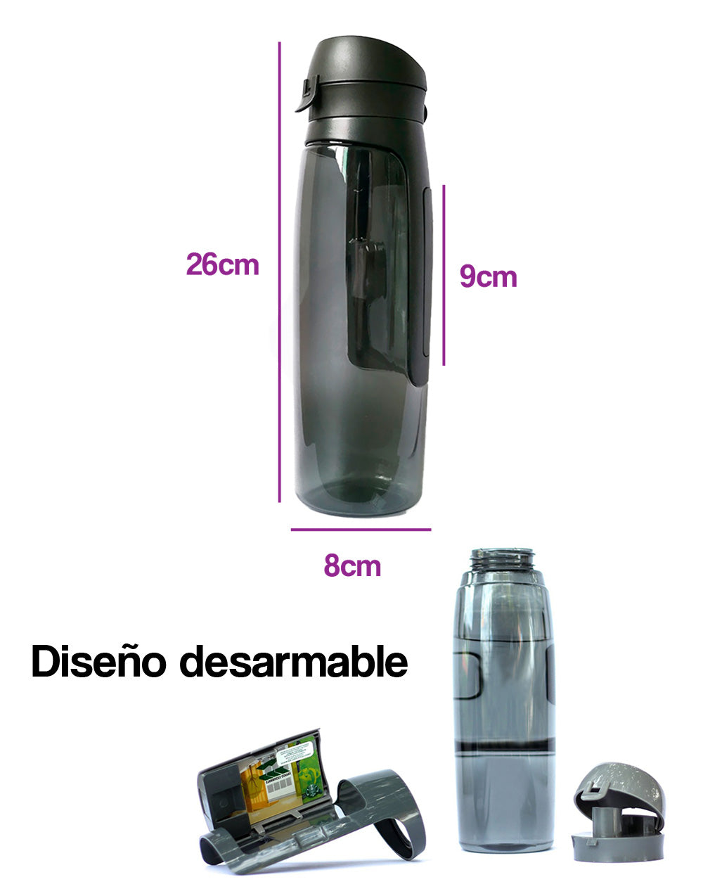 Botella de agua con bolsillo