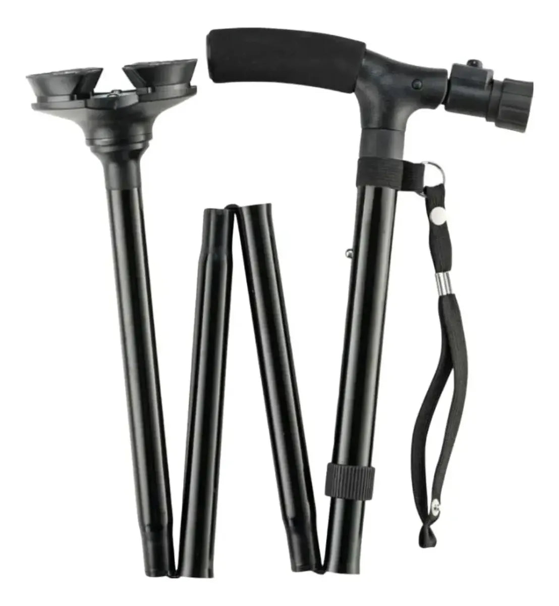 Baston Plegable Aluminio 4 Puntas Luz Led Linterna