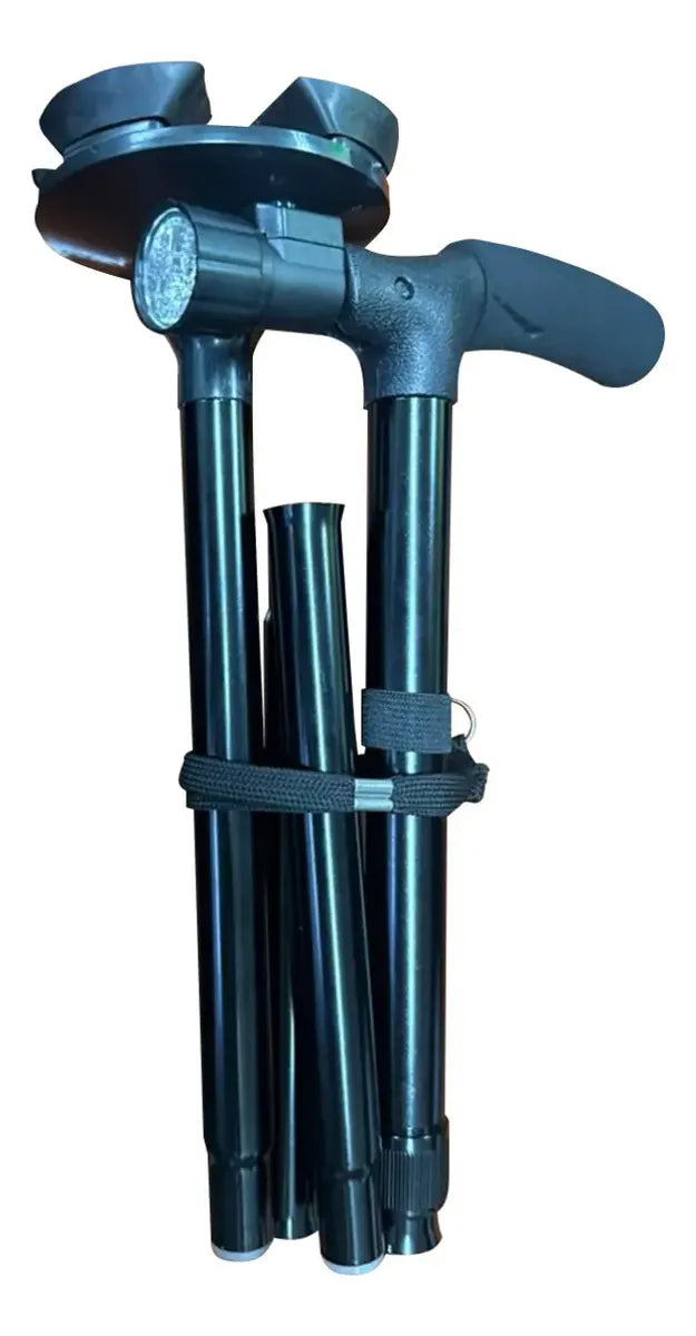 Baston Plegable Aluminio 4 Puntas Luz Led Linterna