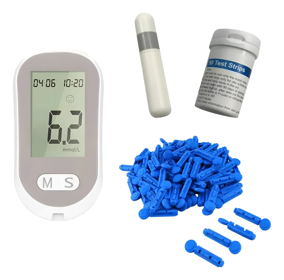 Glucómetro Kit Completo Mas 50 Tiras Y 50 Lancetas