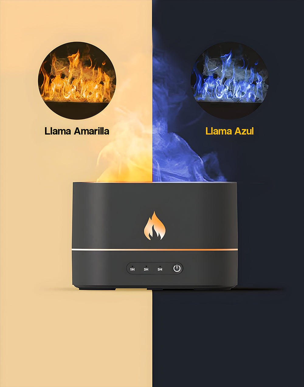 Humidificador de aromas con llama 3D USB con temporizador