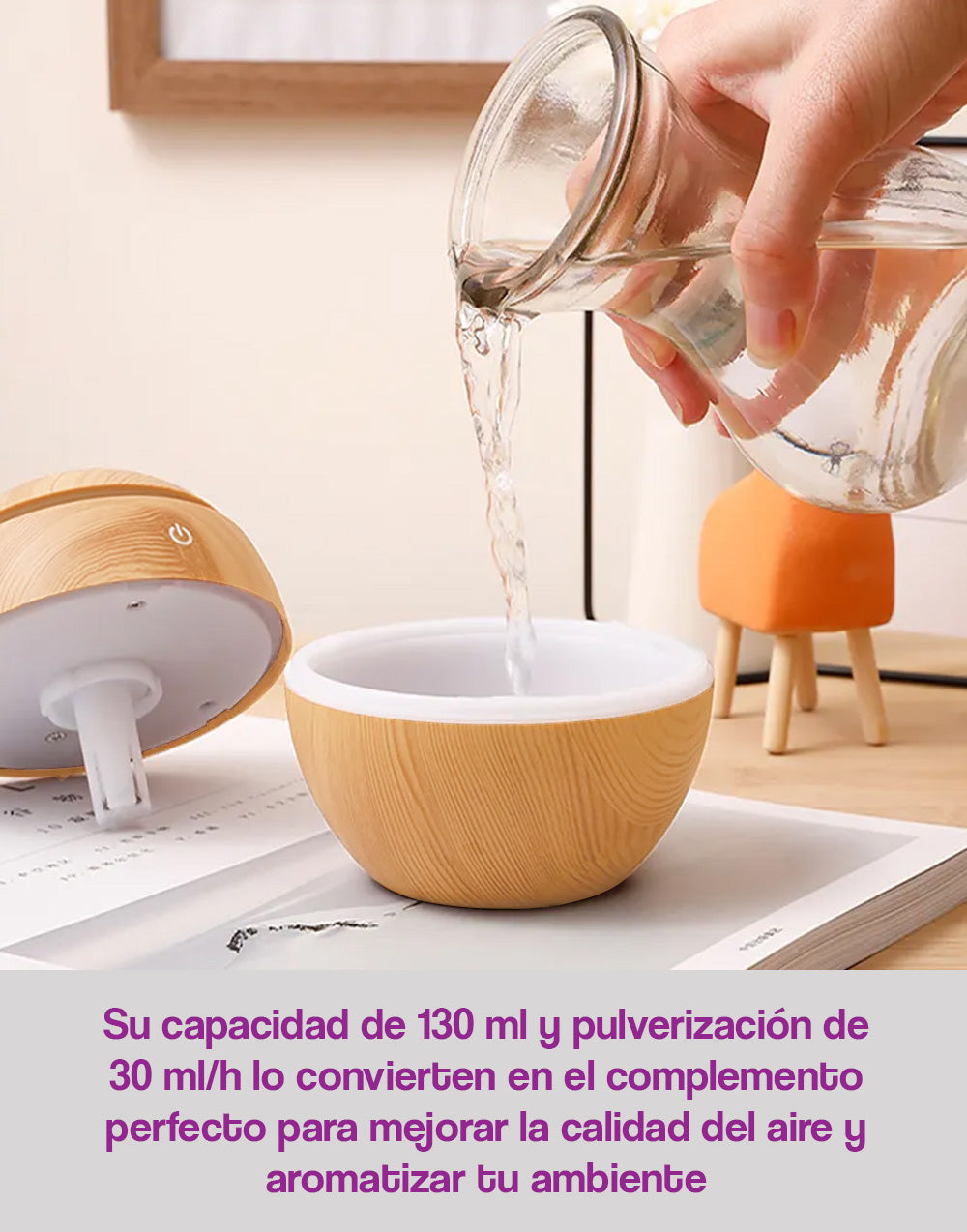 Difusor de aromas de aceites esenciales con cable USB