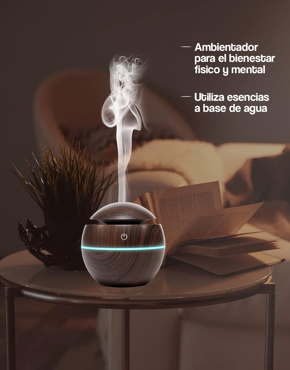 Difusor de aromas de aceites esenciales con cable USB