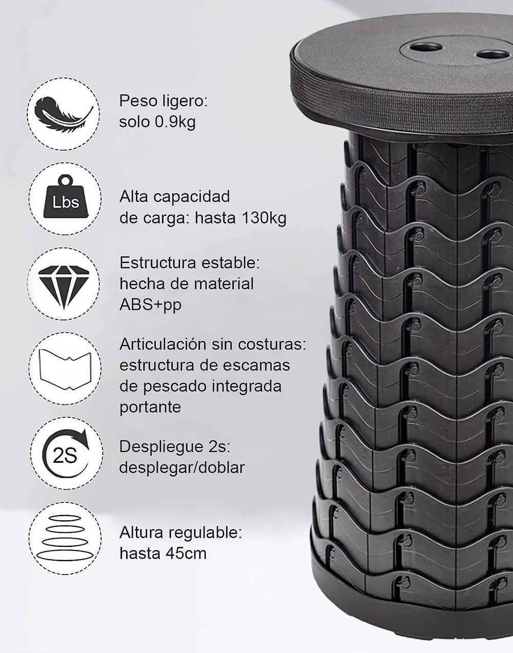Taburete plegable portátil de plástico