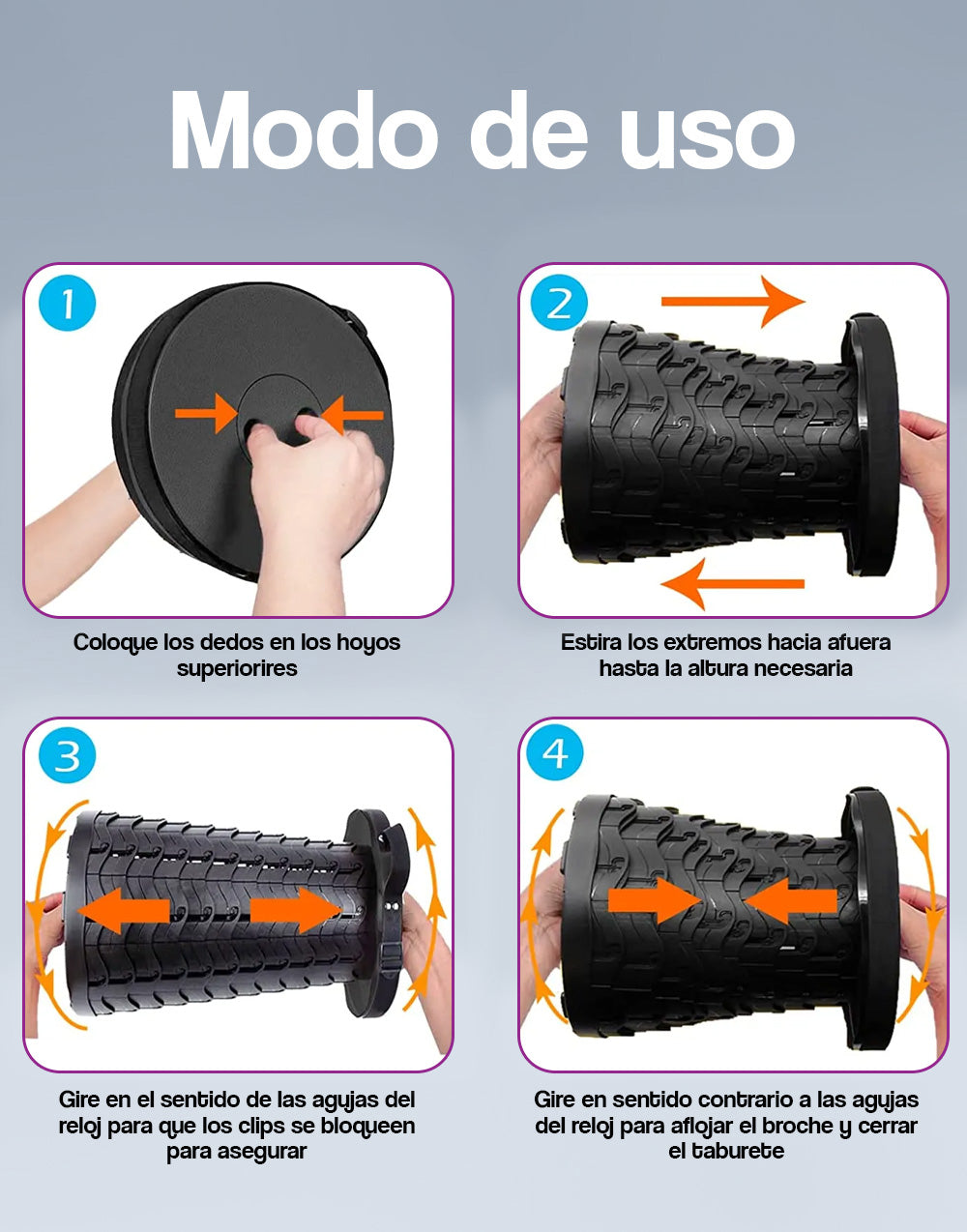 Taburete plegable portátil de plástico