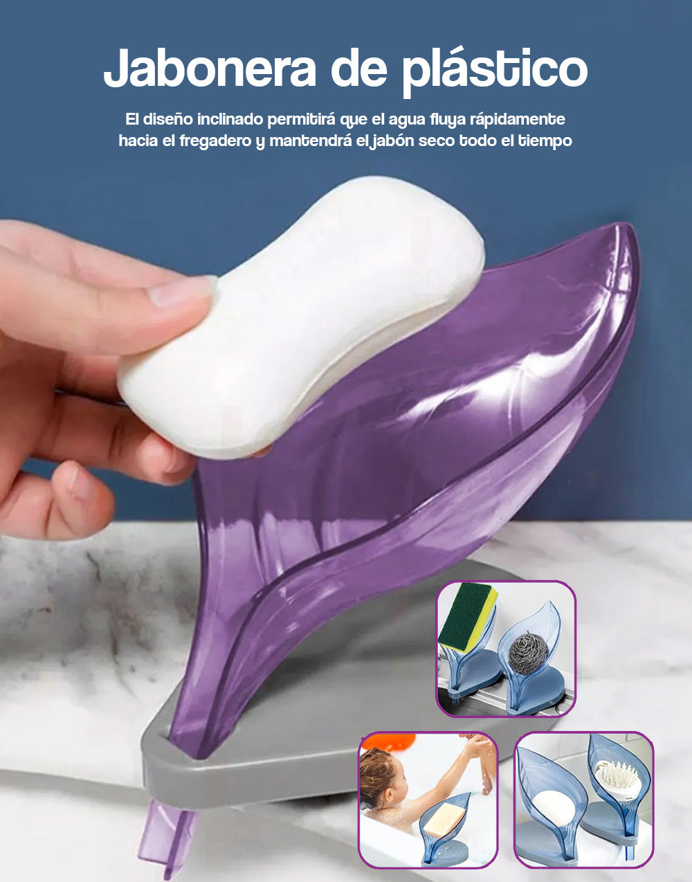 Jabonera de plástico en forma de hoja