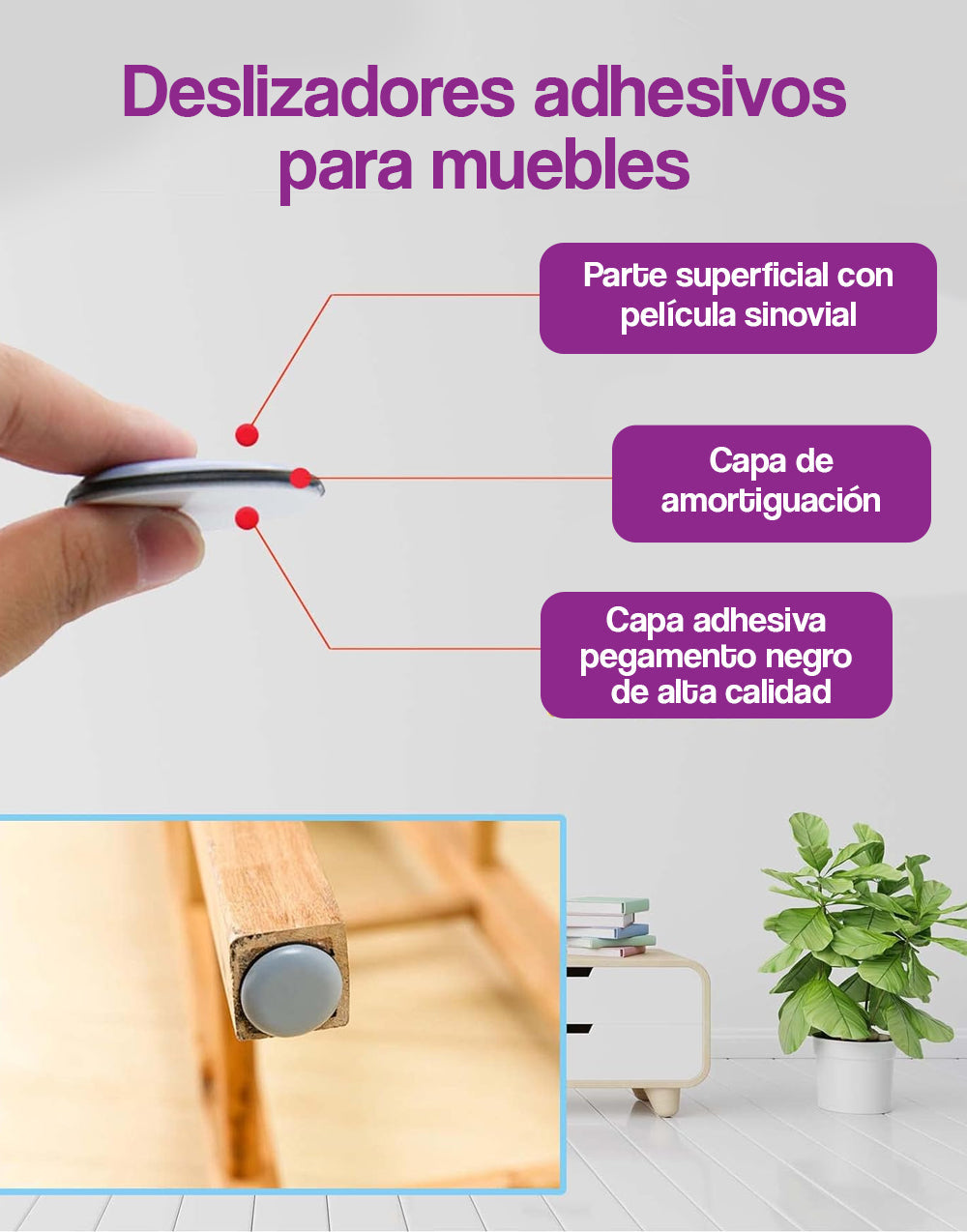 Deslizadores adhesivos muebles (4 und)