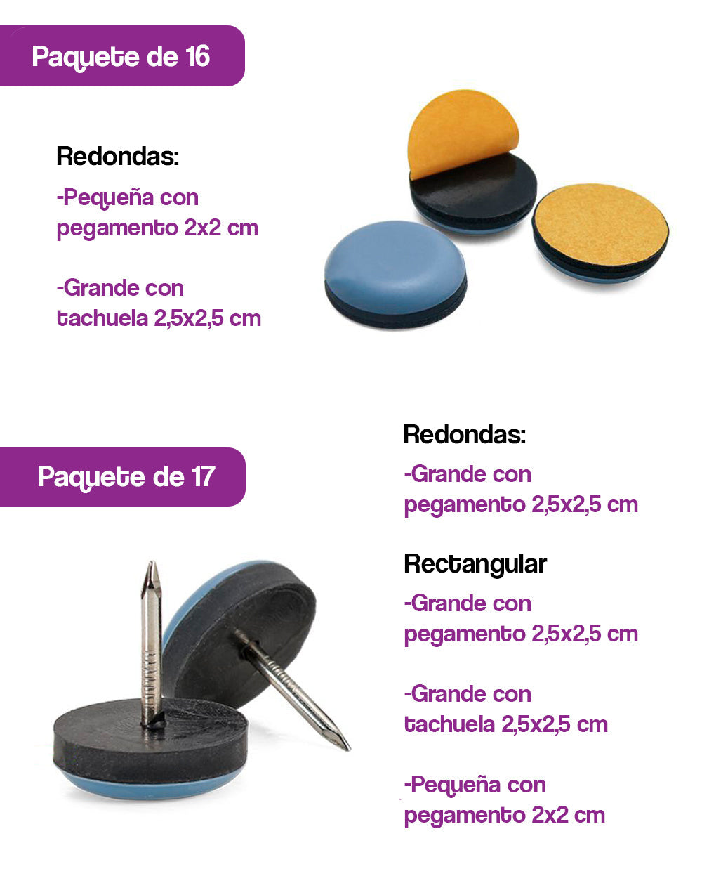 Deslizadores adhesivos muebles (4 und)