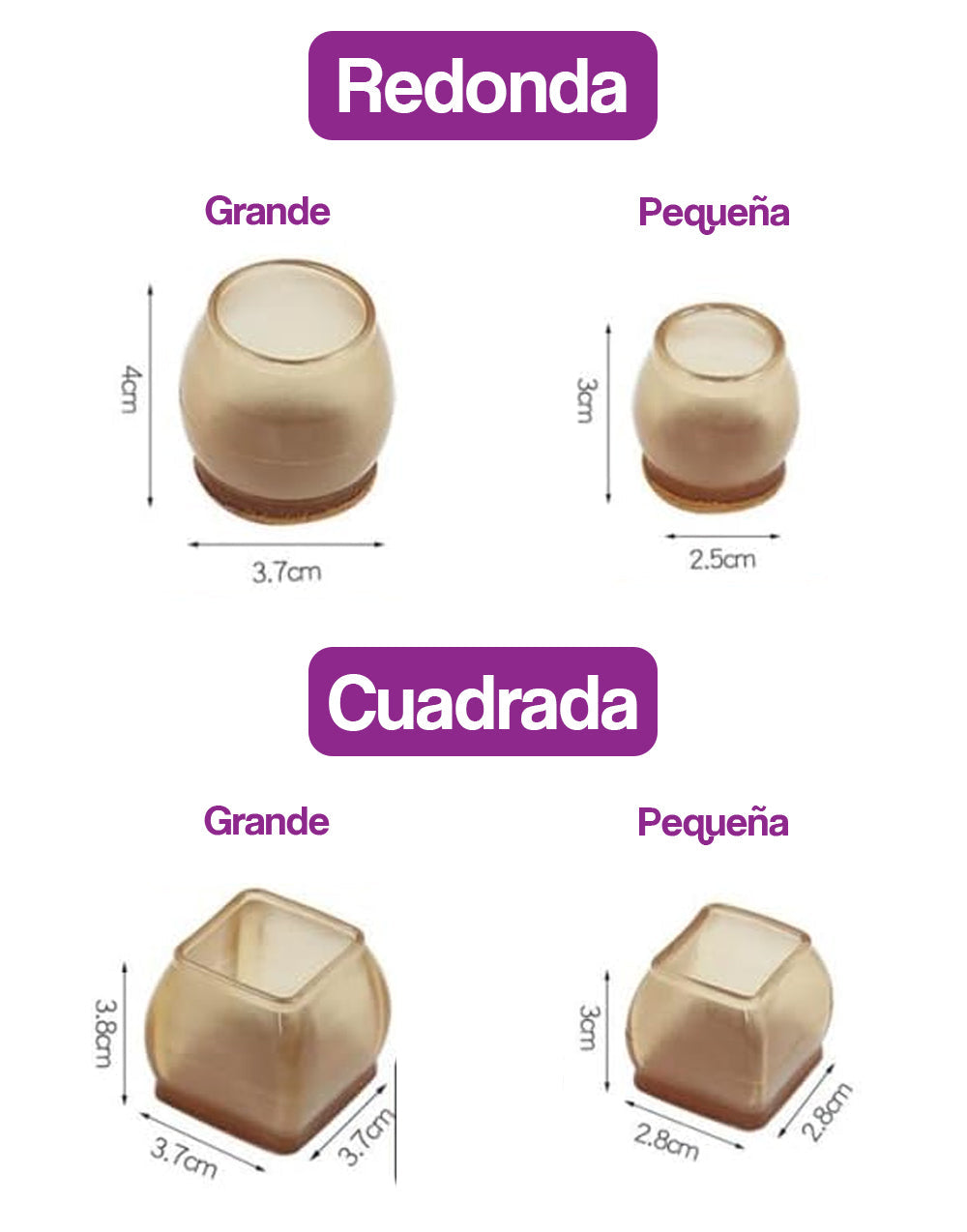 Protectores de patas para sillas (Paq 4 und)