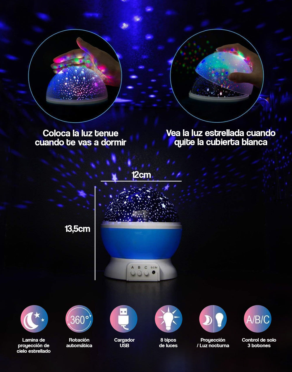 Lampara De Estrellas De Luz Nocturna Led Para Niños