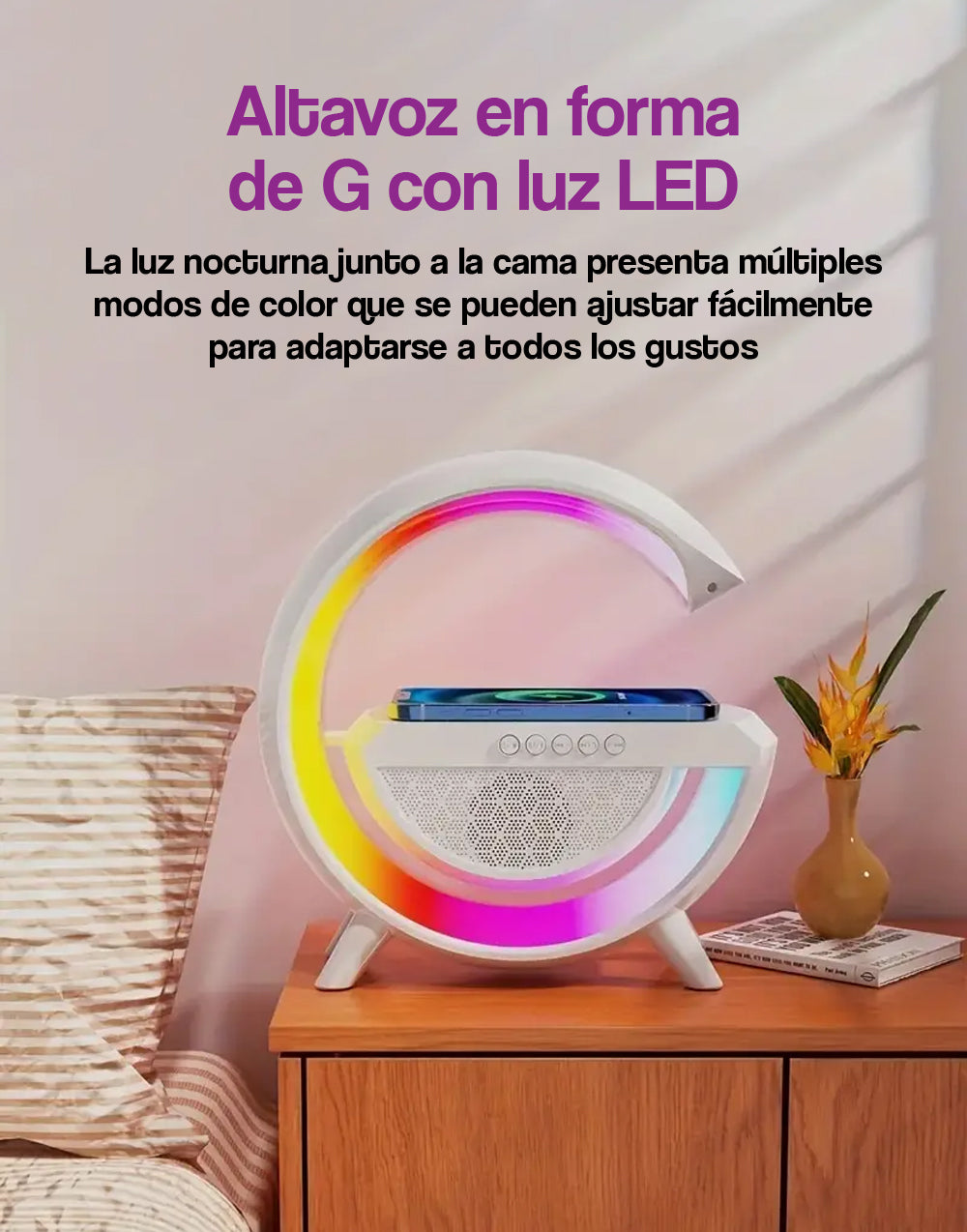 Altavoz en forma de G con luz LED