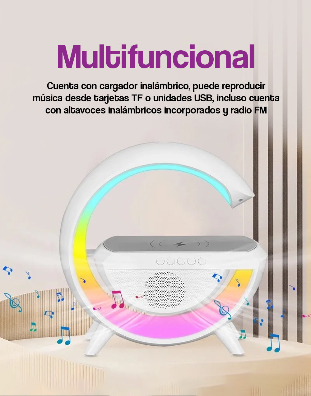 Altavoz en forma de G con luz LED
